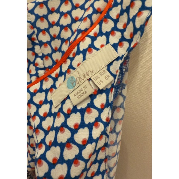 Boden Floral Feminine Boho Nautical Andrea Belted Shirt‎ Dress Fluted Sleeve 6R - Picture 3 of 13